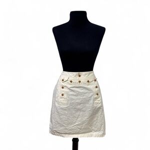 Ralph Lauren Cream Button-Front Midi Skirt